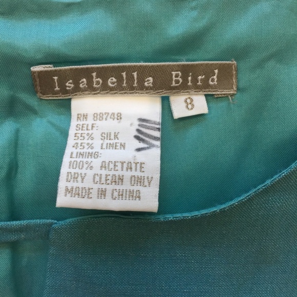 ISABELLA BIRD Silk Linen Turquoise Sheath Dress 8 - Picture 4 of 8
